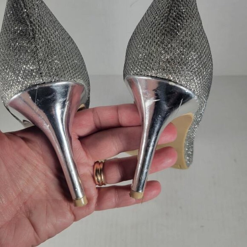Kelly & Katie Silver Open Toe Sparkle Misha 3.5" Heel Shoes Size 9 1/2M - Picture 5 of 10